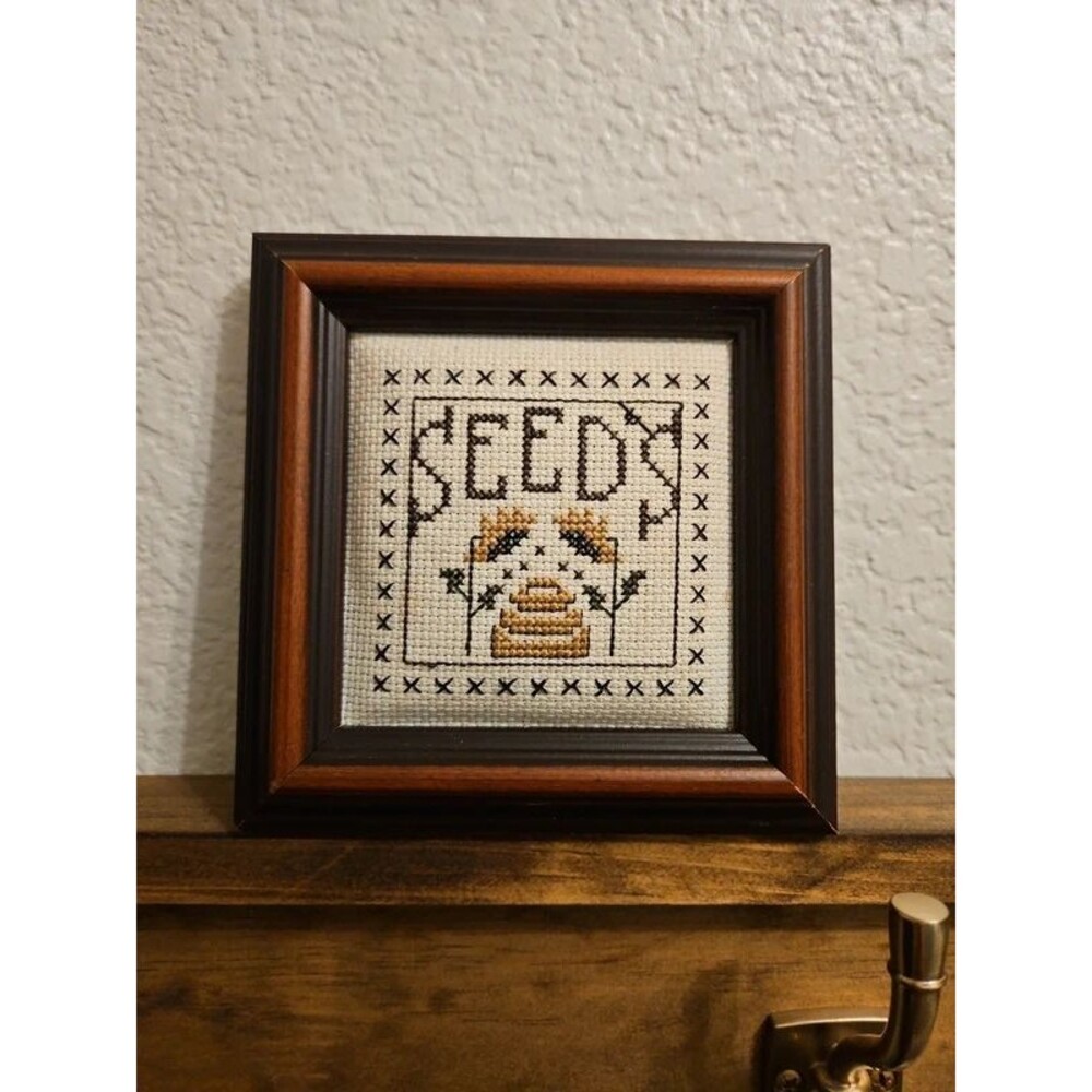 Cross stitch 6x6 framed Seeds Art Decor